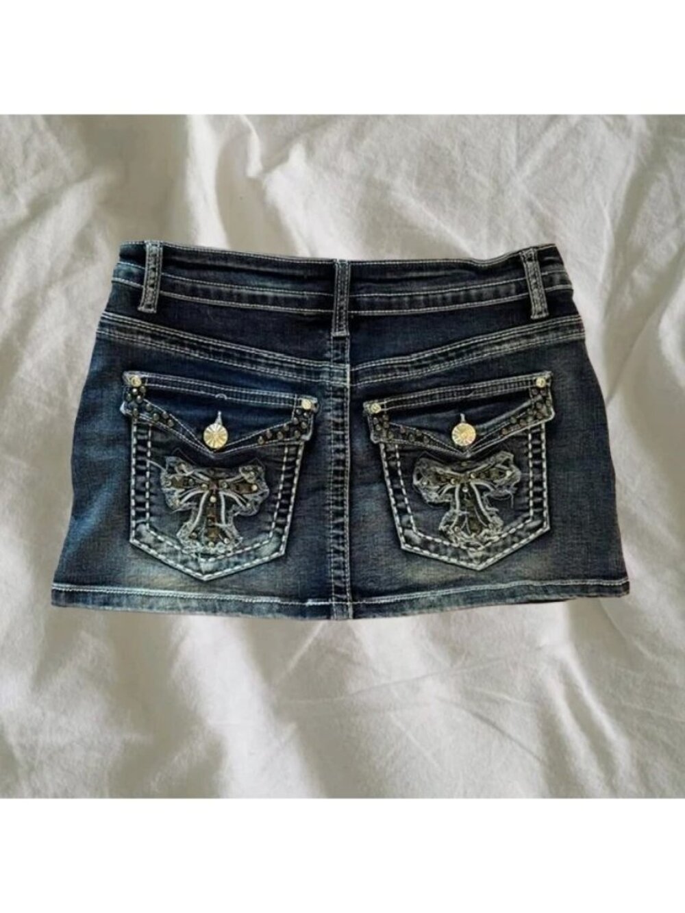 acid washed mini skirt